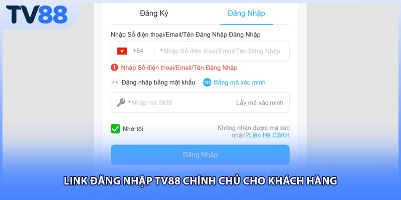 Link đăng nhập TV88 chính chủ cho khách hàng